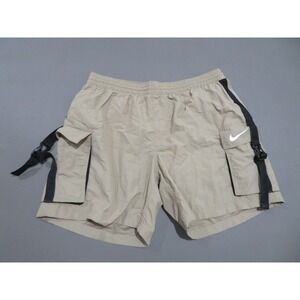 Nike Swim Shorts Mens 2XL Volley 7" Tape Cargo Khaki Beige Utility Buckle Mesh